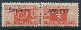 1949-53 TRIESTE A PACCHI POSTALI 3 LIRE MNH ** - ED099-4 - Paketmarken/Konzessionen