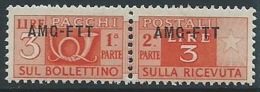 1949-53 TRIESTE A PACCHI POSTALI 3 LIRE MNH ** - ED101-2 - Paketmarken/Konzessionen