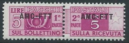 1949-53 TRIESTE A PACCHI POSTALI 5 LIRE MNH ** - ED101-2 - Paketmarken/Konzessionen