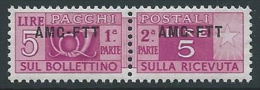 1949-53 TRIESTE A PACCHI POSTALI 5 LIRE MNH ** - ED102-6 - Paketmarken/Konzessionen