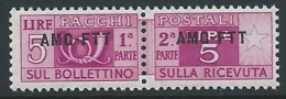 1949-53 TRIESTE A PACCHI POSTALI 5 LIRE MNH ** - ED103-2 - Colis Postaux/concession