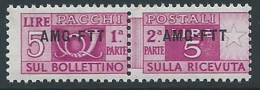 1949-53 TRIESTE A PACCHI POSTALI 5 LIRE MNH ** - ED103-7 - Colis Postaux/concession