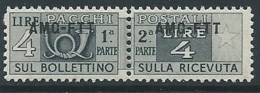 1949-53 TRIESTE A PACCHI POSTALI 4 LIRE MNH ** - ED106 - Postpaketen/concessie