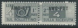 1949-53 TRIESTE A PACCHI POSTALI 4 LIRE MNH ** - ED107-3 - Colis Postaux/concession