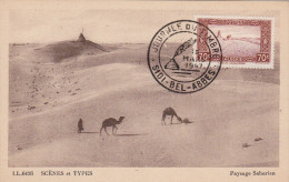 Carte Maximum ALGERIE N° Yvert 138  (HALTE SAHARIENNE)  Obl Sp Ill 1947 Sidi Bel Abbès - Maximumkaarten