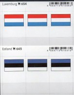 2x3 In Farbe Flaggen-Sticker Estland+Luxemburg 7€ Kennzeichnung An Alben Karten Sammlung LINDNER 645+654 Flags Eesti Lux - Rubino