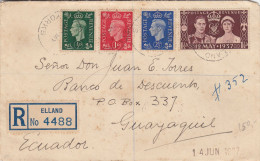 Grande Bretagne - Lettre Recommandée De 1937 - Oblitération Elland - Expédié Vers L'Ecuador - Oblitération Guayaquil - - Lettres & Documents