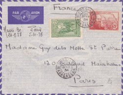 MADAGASCAR - 1938 - 3F GALLIENI Sur ENVELOPPE Par AVION De NOSSI-BE Pour PARIS - Cartas & Documentos