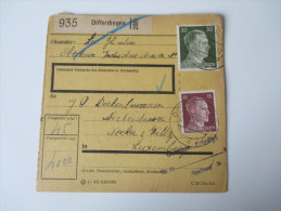 Luxemburg Differdingen Paketkarte. Deutsche Besatzung 1943 - 1940-1944 German Occupation