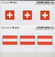 2x3 In Farbe Flaggen-Sticker Österreich+ Schweiz 7€ Kennzeichnung Alben Buch Sammlung LINDNER # 646+644 Austria Helvetia - Matériel Et Accessoires