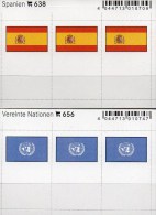 2x3 In Farbe Flaggen-Sticker Spanien+UNO 7€ Kennzeichnung An Alben Karten Sammlungen LINDNER 638+656 Flags Of Espana ONU - Verzamelmapjes