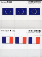 2x3 In Farbe Flaggen-Sticker Frankreich+EU 7€ Kennzeichnung Alben Karten Sammlungen LINDNER 636+655 Flags Of FRANCE CEPT - Tarjetas De Almacenamiento