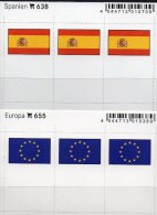 2x3 In Farbe Flaggen-Sticker Spanien+EUROPA 7€ Kennzeichnung An Alben Karten Sammlungen LINDNER 638+655 Flag Espana CEPT - Verzamelmapjes