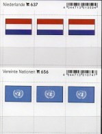 2x3 In Farbe Flaggen-Sticker Niederland+UNO 7€ Kennzeichnung An Alben Karten Sammlung LINDNER 637+656 Flag Nederland ONU - Cartes De Stockage