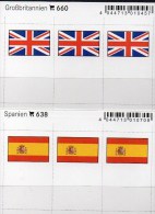 2x3 In Farbe Flaggen-Sticker Spanien+England 7€ Kennzeichnung An Alben Karten Sammlungen LINDNER 638+660 Flags Espana UK - Cartes De Stockage