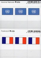 2x3 In Farbe Flaggen-Sticker Frankreich+UNO 7€ Kennzeichnung An Alben Karten Sammlungen LINDNER 636+656 Flags France ONU - Verzamelmapjes