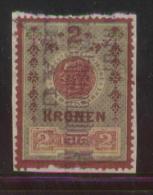 AUSTRIA KAISER FRANZ JOZEF I 1910 2 KRONE 2K GRASS-GREEN & CARMINE  PELURE PAPER REVENUE BAREFOOT 460A - Fiscale Zegels