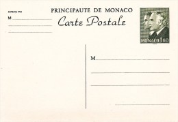 MONACO-1984- Carte Postale Princes Rainier III Et Albert - 1 F 60 Vert - Yvert Et Tellier N°37 - Interi Postali