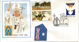 AUSTRALIE. Visite Jean-Paul II à PERTH (Western-Australia)  30  Nov.1986 Obliteration Speciale Souvenir - Lettres & Documents