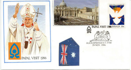 AUSTRALIE. Visite Jean-Paul II à ALICE SPRINGS  29  Nov.1986 Obliteration Speciale Souvenir Natifs Aborigènes - Lettres & Documents