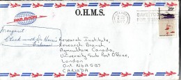 New Zealand O.H.M.S. Airmail Cover To Canada Scott #454 25c Hauraki Gulf Maritime Park - Cartas & Documentos