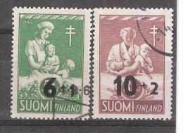 Finlande / Finland,1947 Série Yvert N° 324 / 325 Surchargés Contre La Tuberculose, Bébé / Infirmière  , Obl,  TB - Usati