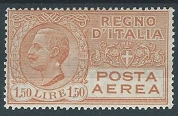 1926-28 REGNO POSTA AEREA EFFIGIE 1,50 LIRE MH * - ED259-2 - Rohrpost