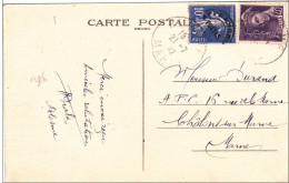 1942 - CURIEUSE COMBINAISON MERCURE + SEMEUSE PREOBLITERE Sur CARTE POSTALE De BLESME (MARNE) Pour CHALONS - Lettres & Documents