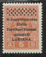 OCCUPAZIONE ITALIANA LUBIANA 1941 TASSE TAXES SEGNATASSE 5 D  MNH - Ljubljana