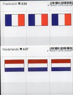 2x3 In Farbe Flaggen-Sticker Niederlande+Frankreich 7€ Kennzeichnung Alben Karte Sammlung LINDNER 637+636 Flag NL France - Cartes De Stockage