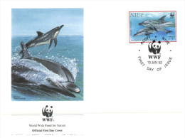 (PH 751) WWF Set Of 4 Covers - 1993 - Niue Dolphins - FDC