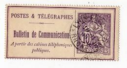 Timbre Téléphone N°22 10c Violet Sans Fond De Sûreté Cachet LYON GUILLOTIERE RHONE 1909 - Telegraphie Und Telefon