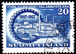 FINLAND 1957 50th Anniv Of Central Federation Of Finnish Employers - 20m Factories Within Cogwheel   FU - Usati
