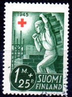 FINLAND 1945 Red Cross Fund  - 1m.+25p Builder  FU - Usati