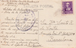 01861 Tarjeta Postal De Caldes De Malavella A Barcelona - Censura Militar - Bolli Di Censura Nazionalista