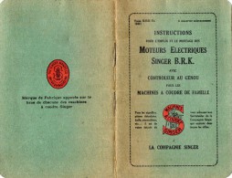 L 8 - Petit Manuel D´instructions Pour L´emploi Et Montage Des Moteurs Electriques SINGER B.R.K Machines à Coudre - Reparaturanleitungen