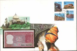 Tajmahal / Taj Mahal, Mosque, Religion, Islam, Sikh, Sikkhism, Special Cover With Banknote, India - Moscheen Und Synagogen