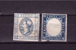 ITALY 1863  King Vittori Emanuele II Sassone Cat. N° 11-13  MINT Defectous - Mint/hinged