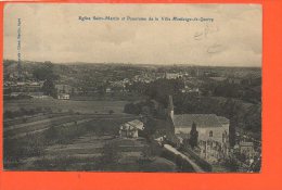 82 Eglise Saint Martin Et Panorama De La Ville Montaigu De Quercy (état: Des Plis) - Montaigu De Quercy