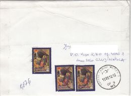 CHRISTMAS, JESUS BIRTH ICON, STAMPS ON COVER, 2012, ROMANIA - Brieven En Documenten