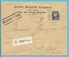 214 Op Brief Aangetekend Met Stempel BRUXELLES Met Firmaperforatie (perfin)  "GCL" Van Credit Liegeois - 1921-1925 Small Montenez