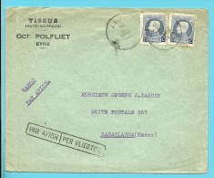 213 (X2) Op Brief PAR AVION / PER LUCHTPOST (stempel) , Met Stempel EYNE Naar CASABLANCA (MAROC) - 1921-1925 Small Montenez