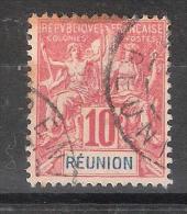 REUNION, 1900, Type Groupe, Yvert N° 47, 10 C Rouge Obl , TB, Cote 3 Euros - Oblitérés