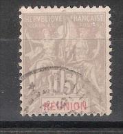 REUNION, 1900, Type Groupe, Yvert N° 48, 15 C  Gris , Obl , TB, Cote 3 Euros - Oblitérés