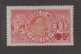 N227-  ST. PIERRE ET MIQUELON. . SCOTT # : B1  . MH. RED CROSS SURCHARGE - Unused Stamps