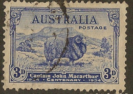 AUSTRALIA 1934 3d Marino Ram SG 151 U #BH314 - Oblitérés