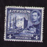 Timbre Oblitéré Chypre, Kolossi Castle, 4 Piastres, 1951, Roi D'Angleterre George VI - Usati