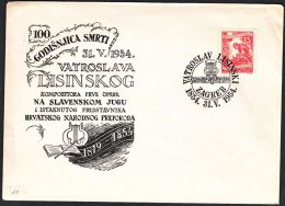 Yugoslavia 1954, Illustrated Cover "100 Years Of Death Varoslava Lisinskog", W./ Special Postmark "Zagreb" Ref.bbzg - Lettres & Documents