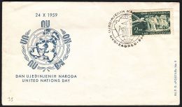 Yugoslavia 1959, Illustrated Cover "The Day Of United Nations"" W./special Postmark "Zagreb", Ref.bbzg - Lettres & Documents
