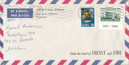 Iceland Airmail Par Avion KRISTINN ÁRDALL Keflavik Airport REYKJAVK 1973 Cover Brief To Sweden Fish Fische Block Stamp - Luftpost